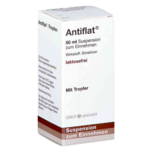 Packung Antiflat® Tropfen, 50 ml Suspension, laktosefrei, mit Tropfer, Wirkstoff Simeticon