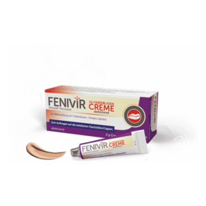 FENIVIR 1% Fieberblasencreme in einer Tube mit Verpackung, zur Behandlung von Lippenherpes.