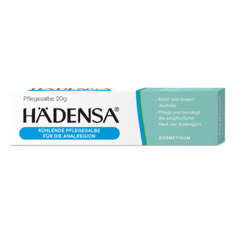 Hädensa, kühlende Pflegesalbe für die Analregion in einer 20g Tube, mit beruhigenden Eigenschaften.